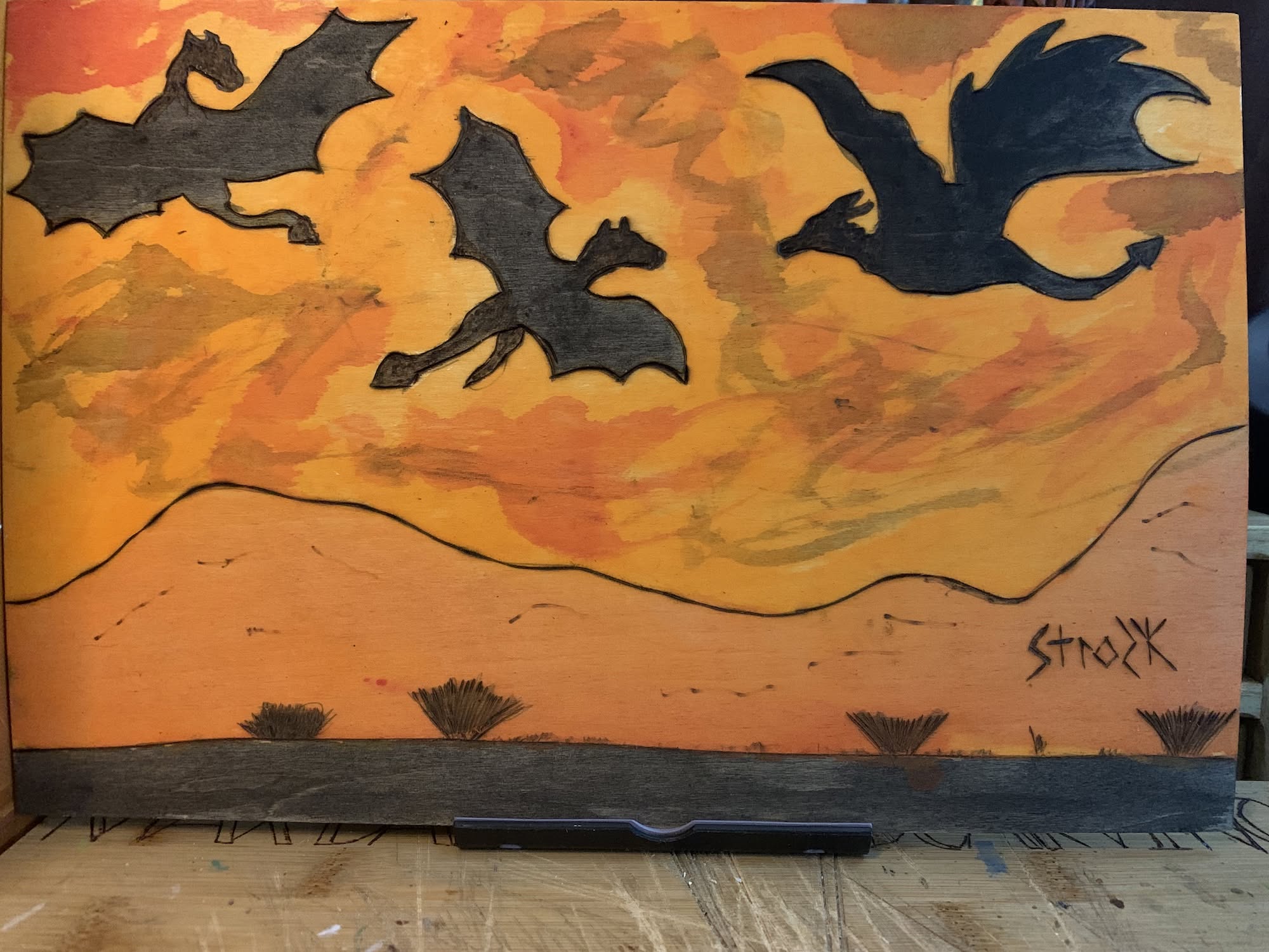 Dragons - woodburned art