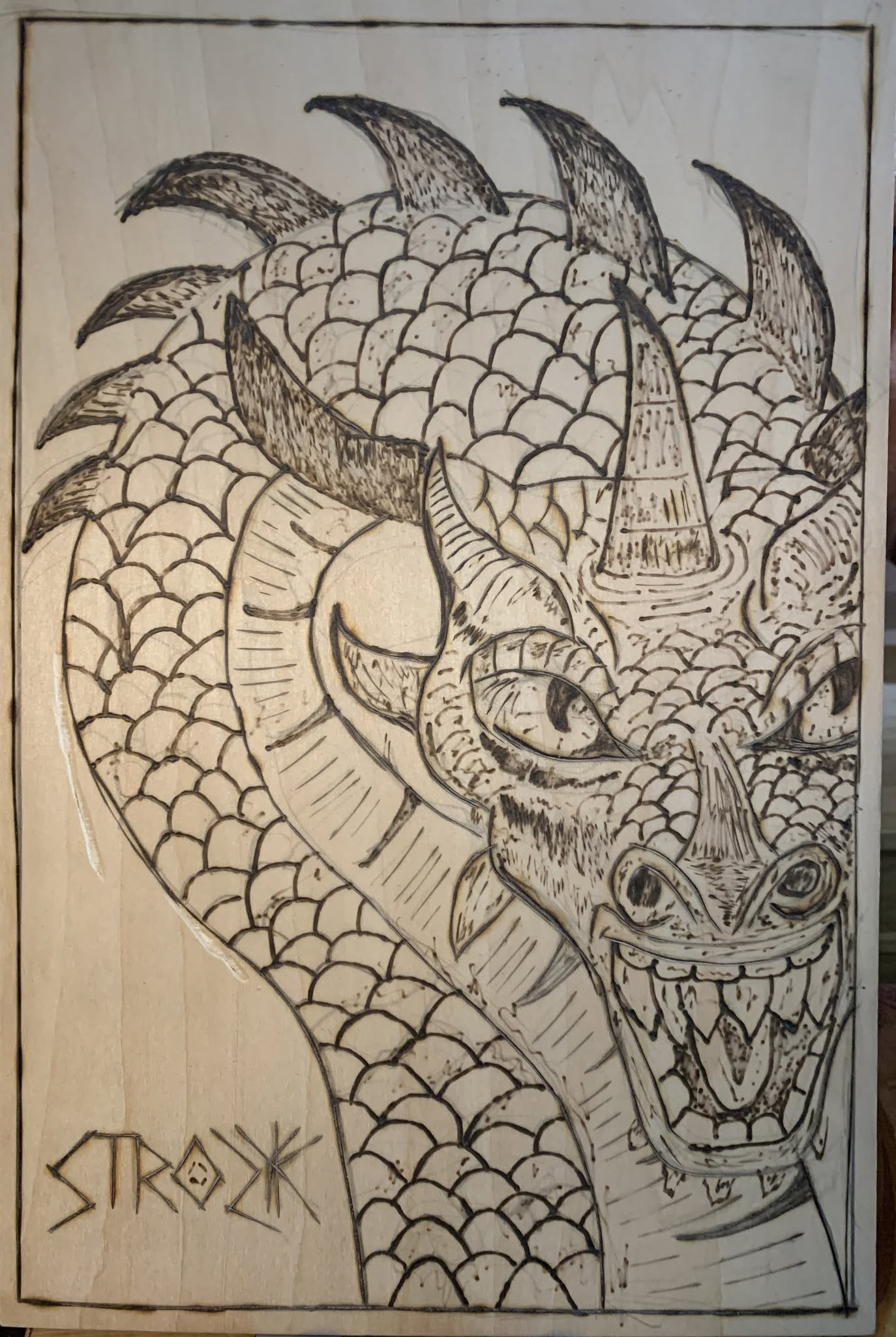 Dragon - woodburned art