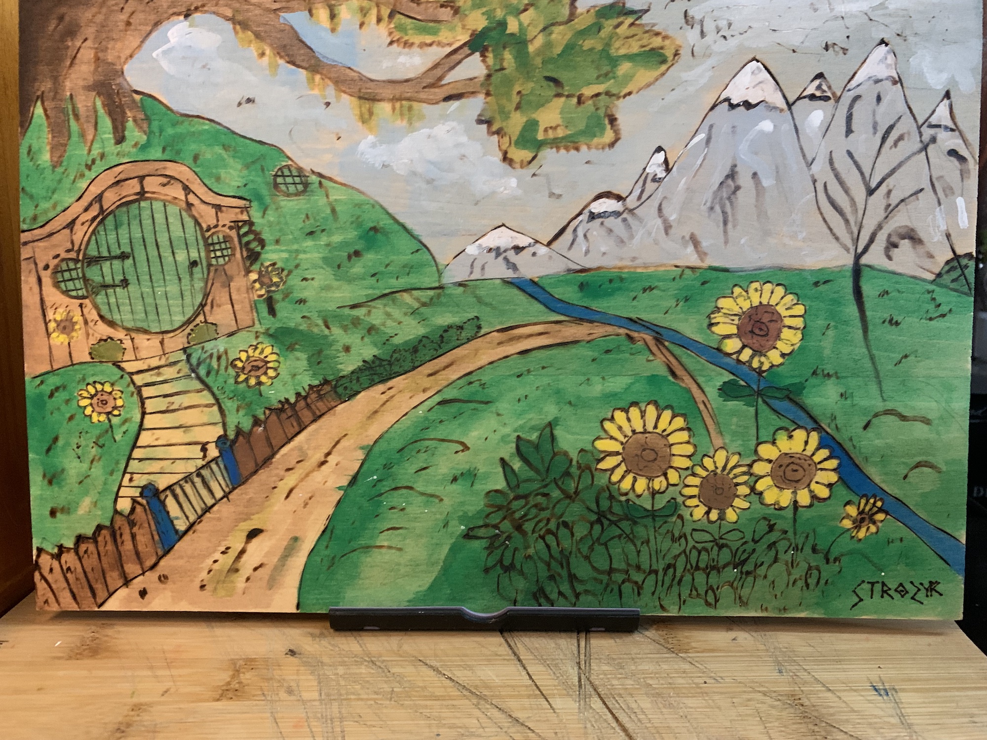Hobbiton - woodburned art