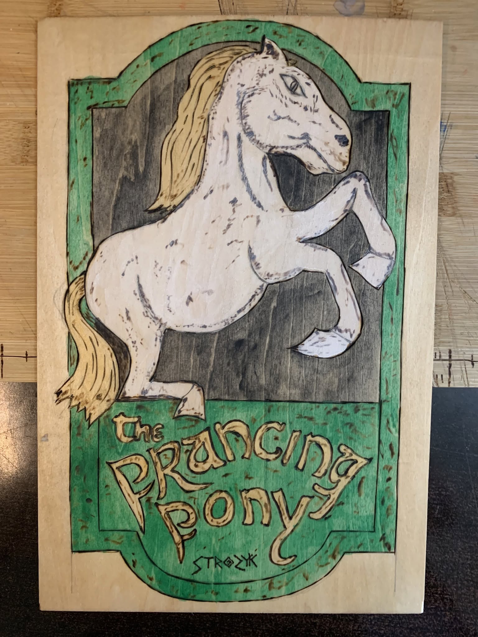 Prancing Pony - woodburned art