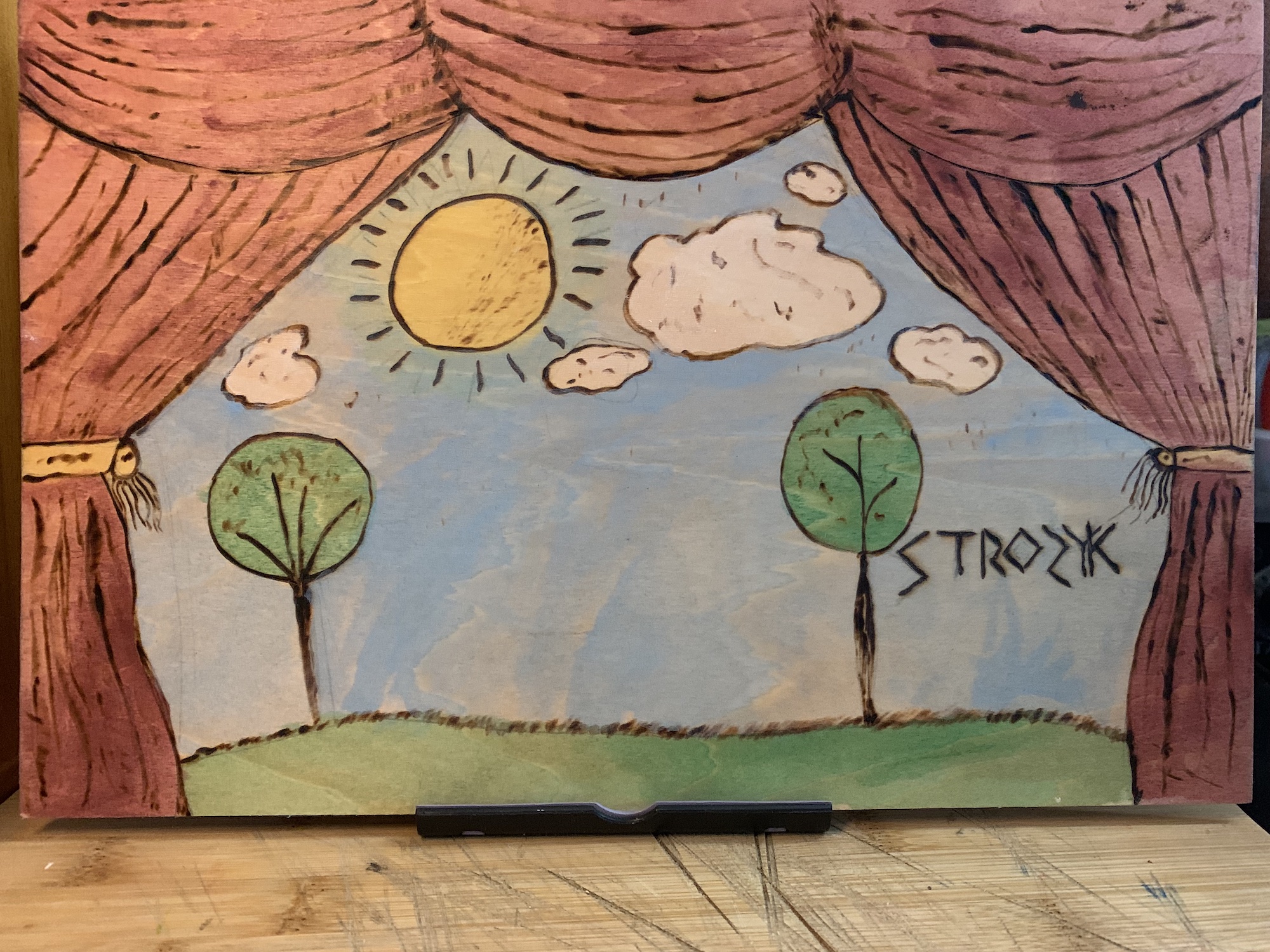 Stage (empty)  - woodburned art