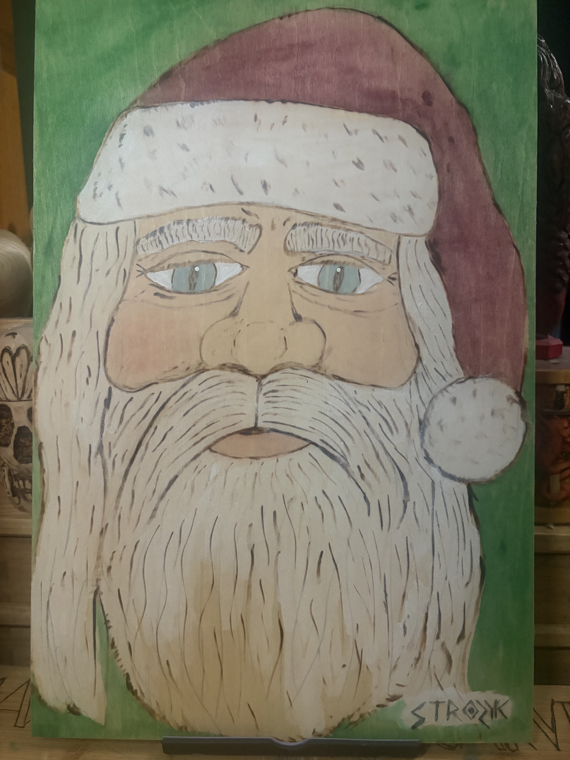 Santa - woodburned art